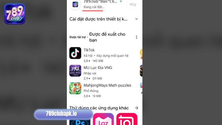 Chờ app cài đặt trên thiết bị