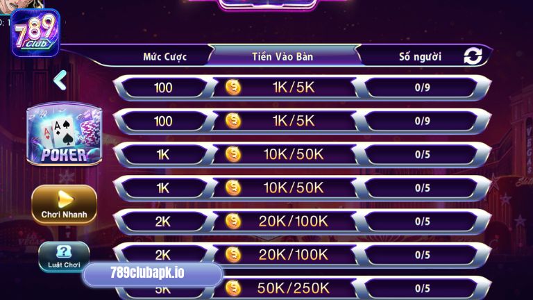 Luật chơi Poker đơn giản, vận hành theo 4 vòng
