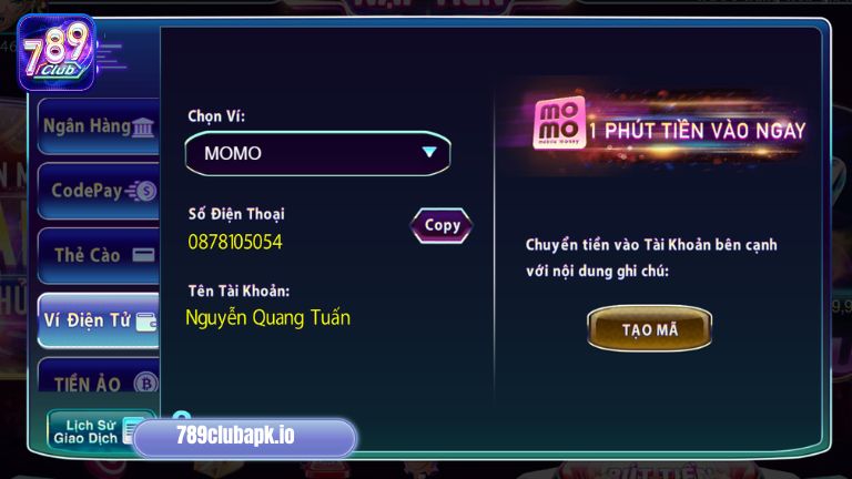 Nạp tiền thông qua ví điện tử đảm bảo nhanh chóng, hiệu quả