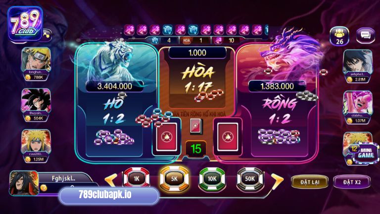 Rồng Hổ 789Club có luật chơi đơn giản cùng bảng trả thưởng rõ ràng