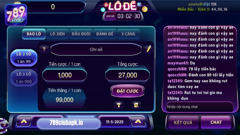 Tham gia lô đề tại 789Club anh em có thể cược nhiều hình thức khác nhau