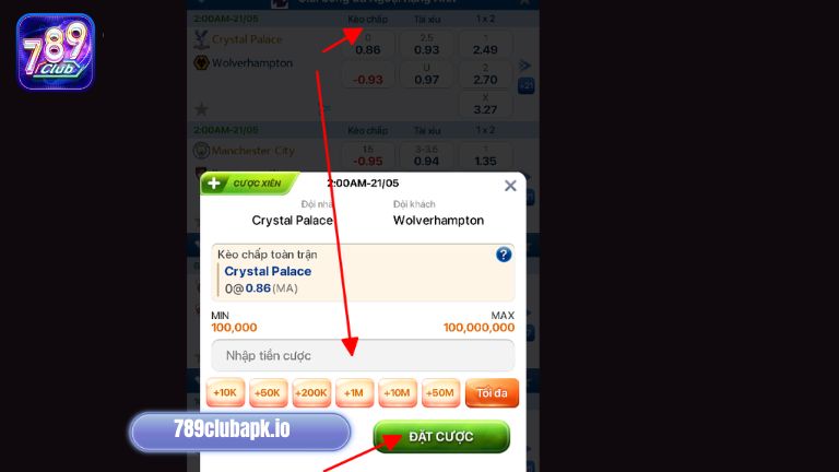 Tiến hành đặt cược
